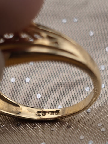Antique 14K Solid Gold Marquise Ring Filigree Bypass Setting Size 7.5 W Box.