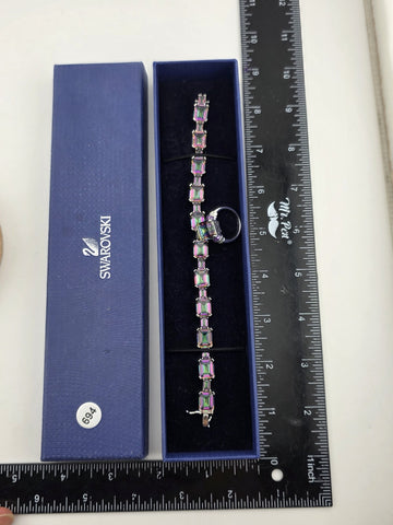 Mystic Topaz Rainbow Tennis Bracelet & Matching Ring. Sterling Silver 925.