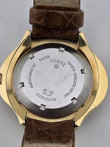 Vintage 1960's Ladies Date Oval Zodiac Automatic Watch. Gold Filled. Working