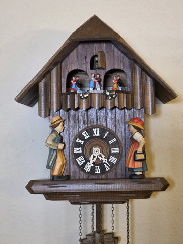 Vtg German Cuckoo Clock Regula 25 Thorens Edelweiss Music Dancing Figures. Read.