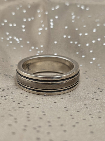 Rare James Avery 925 Sterling Silver Titanium Men's Wedding Band Ring Size 11.5