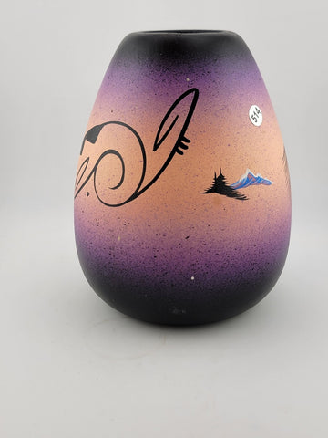 Signed E. Johnson Navajo Beautiful Handmade Pottery Mystique Maiden Vase