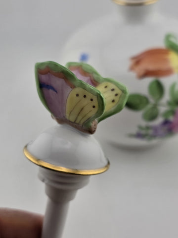 Herend Porcelain Printemps Perfume Bottle Butterfly Dauber Perfect & Elegant!