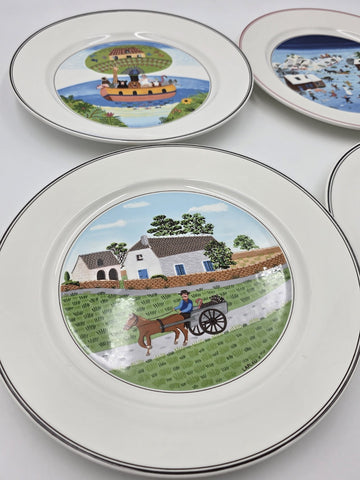 Villeroy & Boch Design Naif Laplau 4 Dinner Plates Christmas Village Noah Ark