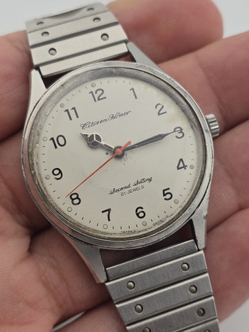 1969 Citizen Homer JNR Railway Watch Second Setting 21J Kagoshima Japan. Works.