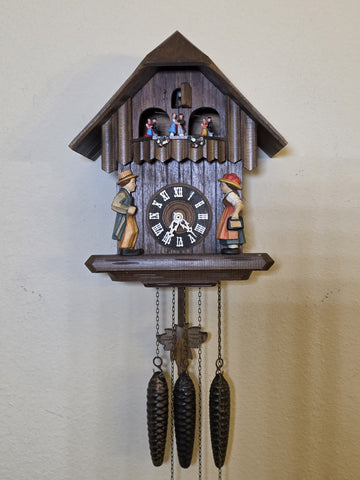 Vtg German Cuckoo Clock Regula 25 Thorens Edelweiss Music Dancing Figures. Read.