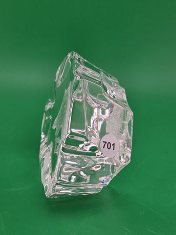 Crystal Paperweight Etched Owl On Branch Art Glass Clear