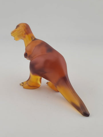 Rare Royales de Champagne Crystal Dinosaur T-Rex Figurine Amber Art Glass France
