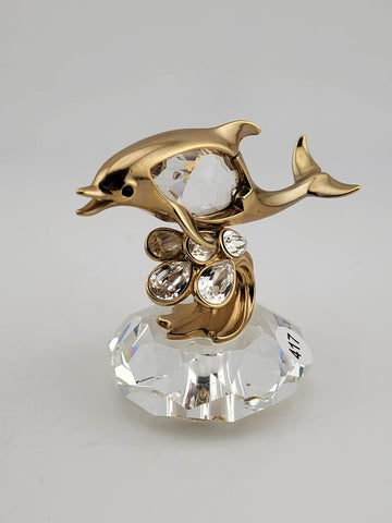 Lencia  Star Collection Austrian Lead Crystal/ 22 Carat Goldplated Metal Dolphin