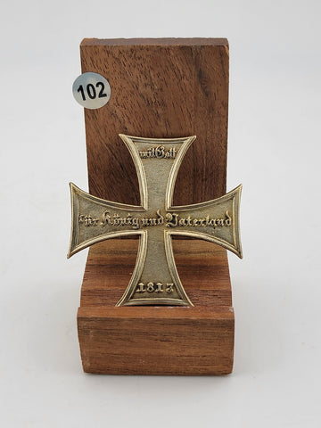 127941, Landwehrkreuz to Landwehr Chako, circa 1880, gilded metal cross