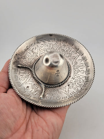 Vintage Mexico Souvenir Sterling Silver Sombrero 925 4” W MASONIC Symbol.