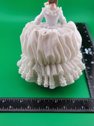 Antique German Dresden Handcrafted Porcelain Lady Figurines by Reine Handarbeit.