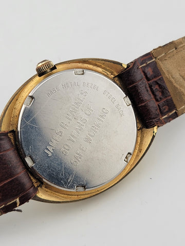 1970s ELGIN Gold Tone Automatic Watch Day Date 17 Jewels 352 Caliber SWISS Works