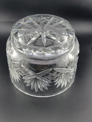 Vintage Illusions 24% Full Lead Crystal Clear Footed Bowl Hand Cut Germany
