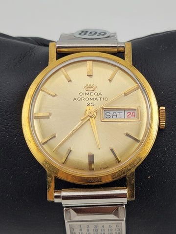 Vintage CIMEQA Agromatic 25 Men’s Watch. Gold Tone, Manual Movement SWISS. Works