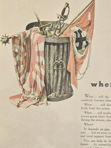 Vintage 1943 WWII Anti-Axis of Evil Propaganda Texaco Oil, Gasoline Ad - When?