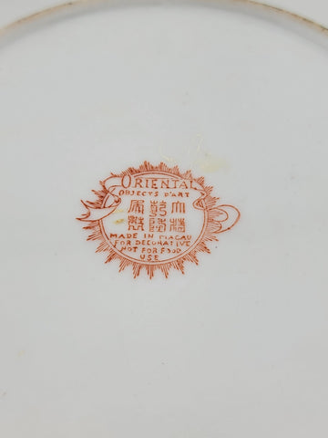 vintage Chinese hand painted CPC MADE IN MACAU Plate. Minor Chip