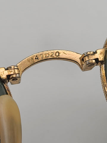 Vintage B&L Ray-Ban Folding Round Sunglasses Gold Frame Green G-15 47□20