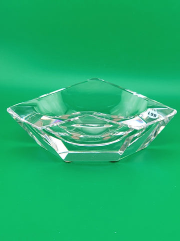 Fabulous 7” Val St Lambert Heavy Lead Crystal Amadis Faceted Octagon Ashtray
