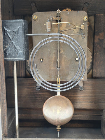 Rare Antique 1895 HAC 14 Day Strike Mantel Clock Carved Walnut Serviced Working