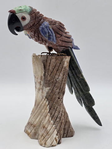 Vintage Hand Carved Macaw Bird Sculpture Rock Agate Crystal Stone Mineral Stone