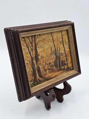 OOAK Original Samuel B. Pratt Autumn Reverie Signed Oil Painting Park Gate Scene