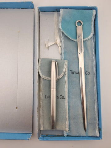 1968 Tiffany & Co Sterling Silver Pen & Letter Opener Promo Set w Box Provenance