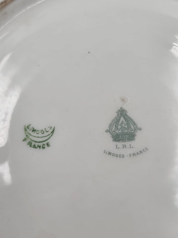 SET OF 3 ANTIQUE LIMOGES FRANCE LRL HAND PAINTED BIRDS CABINET PLATE SIGNED