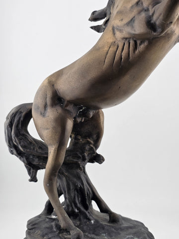 Rare Antique JEAN LOUIS CHENILLON 19th Century Bronze Horse On Marble Base