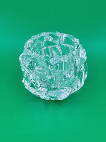 Tiffany & Co Candle Holder Rock Hand Cut Crystal Pattern Votive Tea Light 3"H