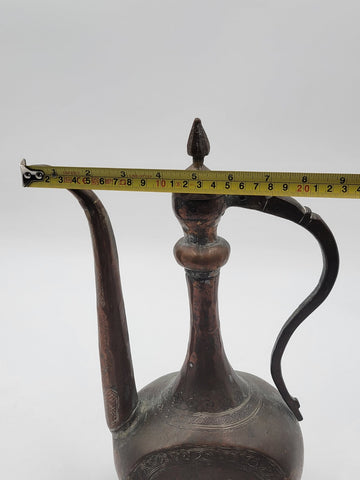 Antique 19th C Large Copper Ewer Islamic Pitcher Hand Forged. Middle Eastern.