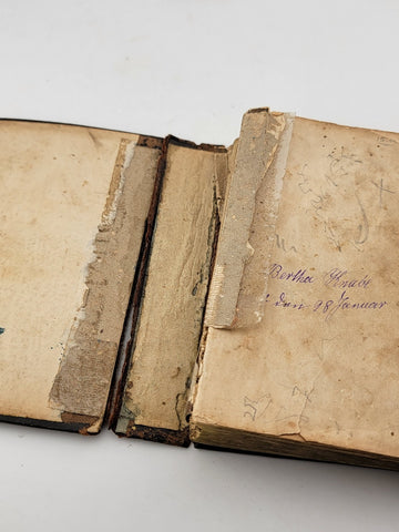 Rare Antique 1887 German Small Bible With Gold Gilded Papper Ends 6" X 4”.