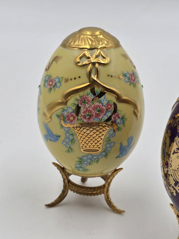 Set Of 4 Franklin Mint House of Faberge Jeweled Imperial Eggs Stands Boxed