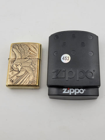 Rare Vintage 1996 Brass Zippo Lighter Soaring Bald Eagle H Patriot USA XII