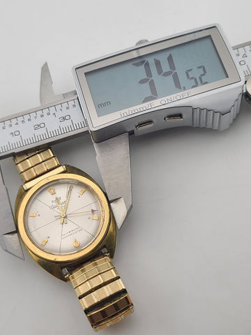 Waltham 17 Jewels Shock Resistant 1970's Watch Sunburst Mens Gold Plated. Read.