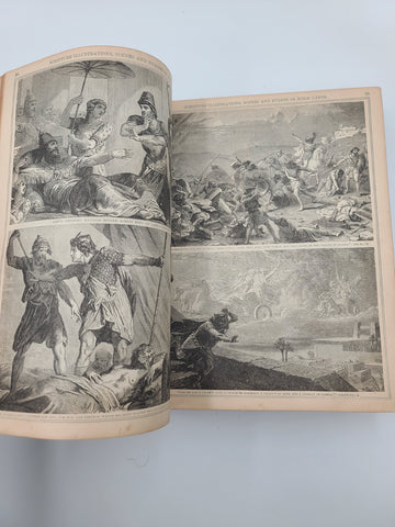 Rare Antique 1870's Illustrated Family Holy Bible W 1400 Engravings &Handwriting