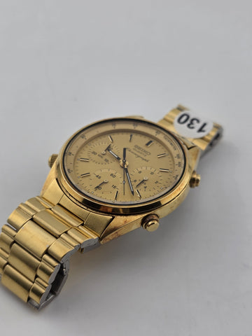 RARE VINTAGE SEIKO CHRONOGRAPH JAMES BOND 7A28-7020 JAPAN GOLD TONE MEN'S WATCH