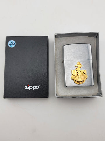 Rare 2003 Unfired Sealed Zippo Lighter Bradford Pa Usa Usn Us Navy Silver Tone