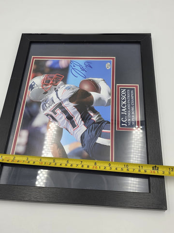J.C. Jackson Signed 8x10 Photo Framed Patriots Auto JSA COA Super Bowl Champ