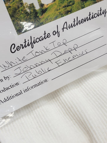 Rare Authenic Jhonny Depp Screen Worn Tanktop From Movie " Public Enemies" W COA