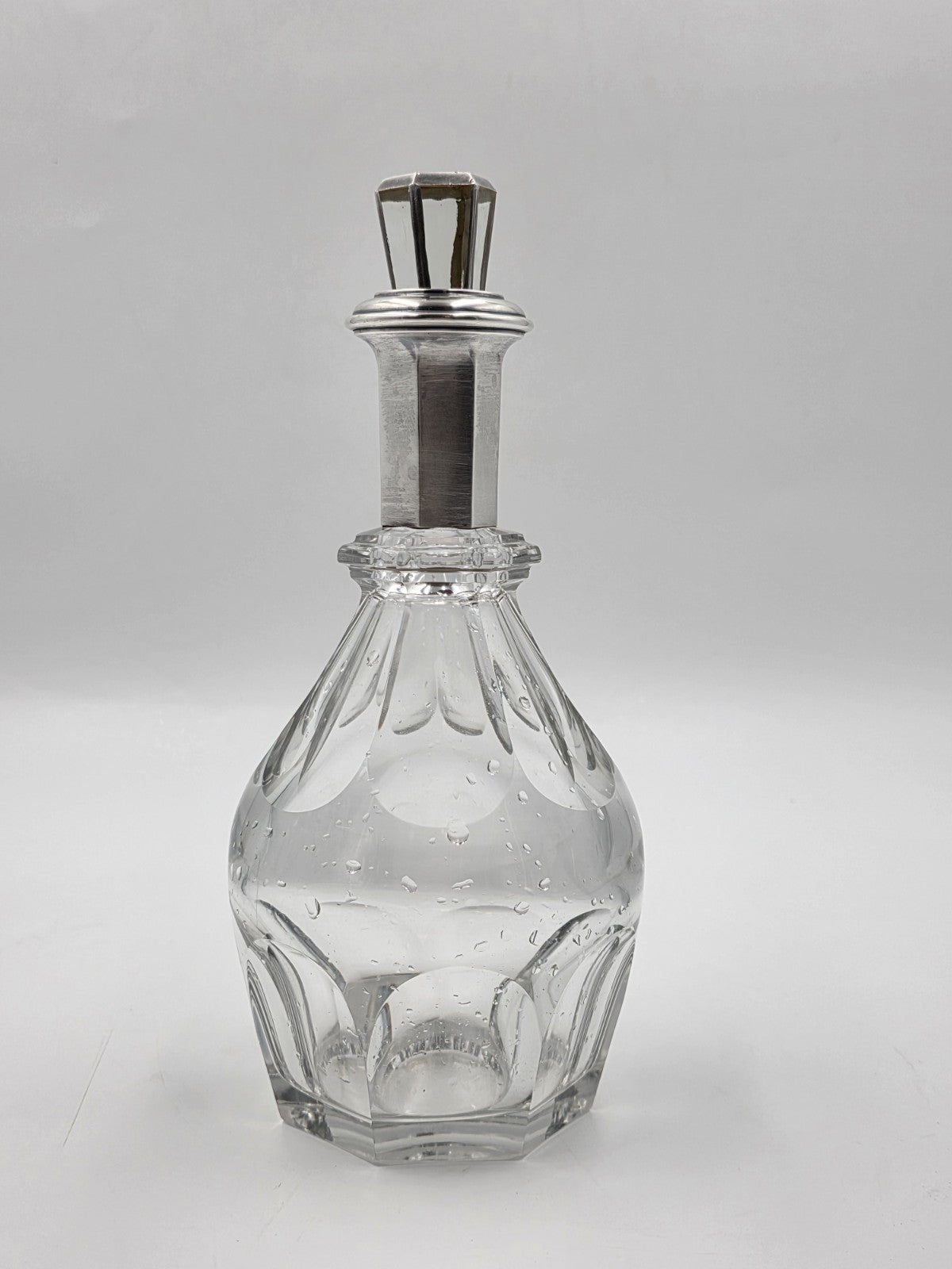 Rare Antique French Baccarat Crystal & Sterling Silver HARCOURT Whiskey Decanter