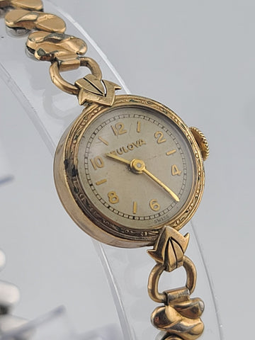 Antique 1940's Small Bulova 10k Gold Filled Ladies Swiss Wrist Watch. Working.