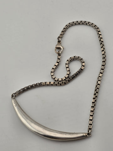 RLM STUDIO 925 Silver  Vintage Curve Pendant Box Link Chain Necklace  NE3355