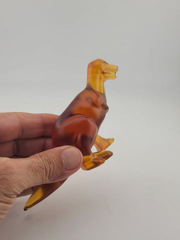 Rare Royales de Champagne Crystal Dinosaur T-Rex Figurine Amber Art Glass France