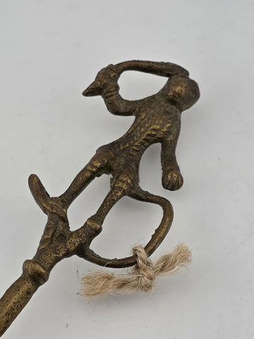 Rare Antique Collectible Brass Monkey Decorative Spoon. 7 Inch Tall.