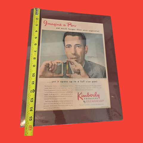 1948 Humphrey Bogart Kimberly Pockett Eversharp Pen- Vintage Ad. Original