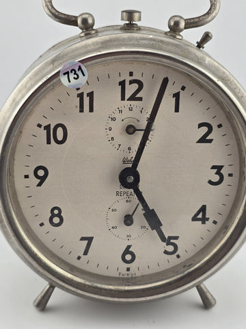 Vintage Wehrle 3 In 1 Mechanical Alarm Clock  Made In Germany 1960. Untested