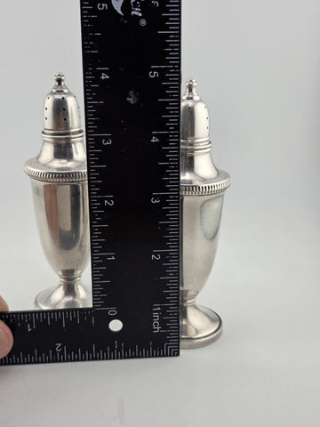 Antique Fisher Sterling Silver Weighted Bottom Salt & Pepper Shakers #1362.