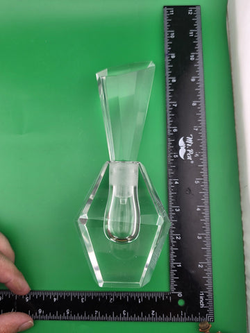 GORGEOUS ELEGANT LARGE ART DECO FACETED CRYSTAL PERFUME PERFUME/SCENT BOTTLE.