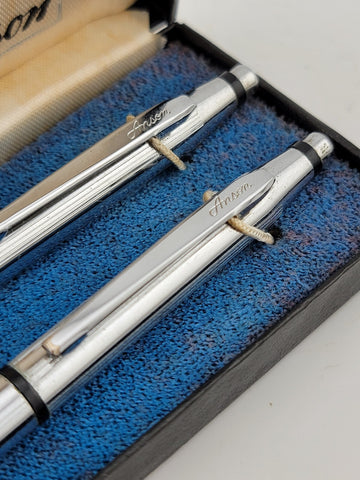 Vintage Courier Anson Chrome Pen & Pencil Set In Original Box. Untested.